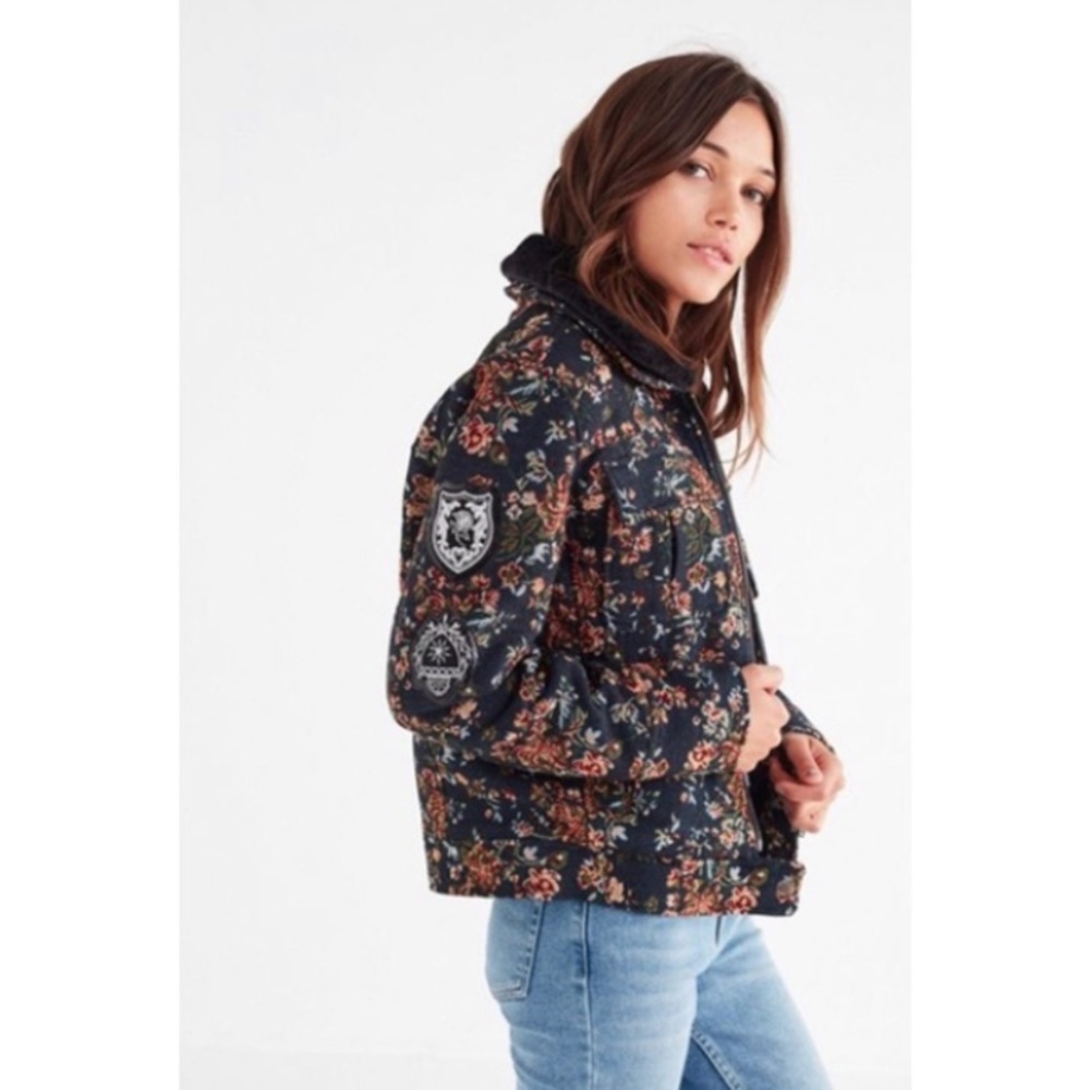 Blank NYC Floral Tapestry Flight Jacket L